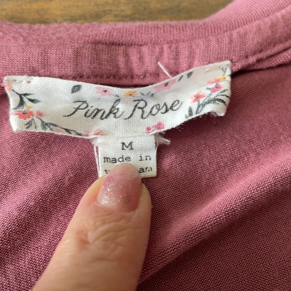 Blush pink pink rose tee with cuffed sleeves - Picture 3 of 5